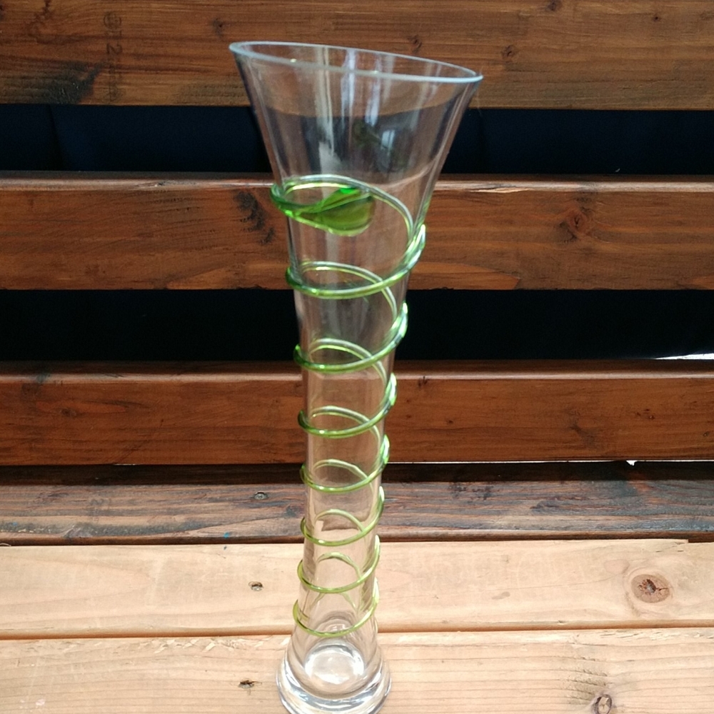 Green swirl glass vase 19"